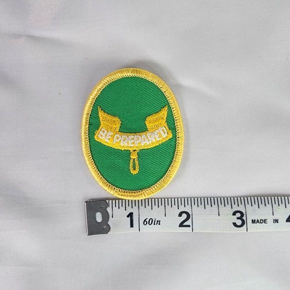 Be Prepared Vintage Boy Scout Patch Green Gold Oval 2.5x2 Inch Iron/Sew On Patch - Picture 4 of 4